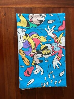 VINTAGE Disney Donald&Daisy Duck Pillow Fight Twin Flat Sheet Blue Retro 80s/90s